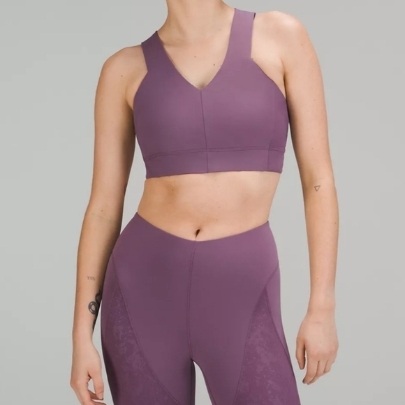 Lululemon Lab Embossed Nulu Cross-Back Yoga Bra Tracer Print Emboss Amethyst 2 - Picture 3 of 14